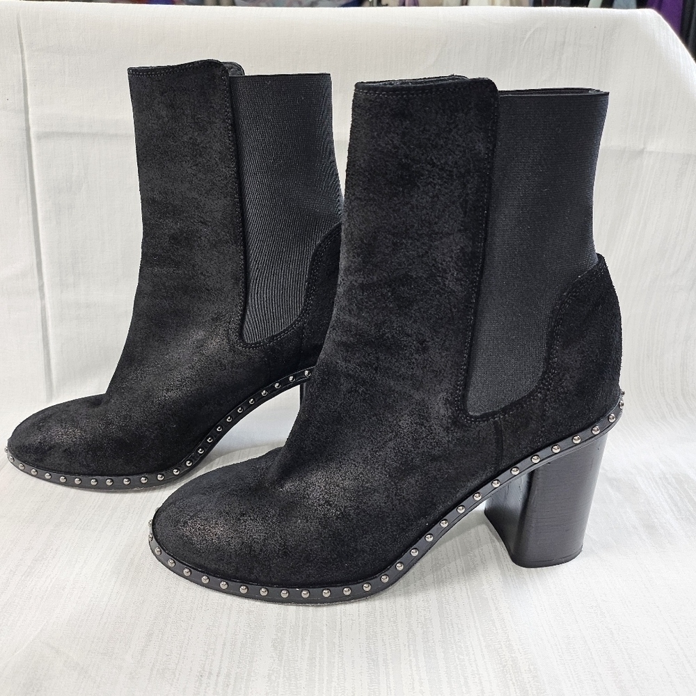 Rag & Bone Black Suede Studded Chelsea Booties Size 39 - Picture 8 of 16